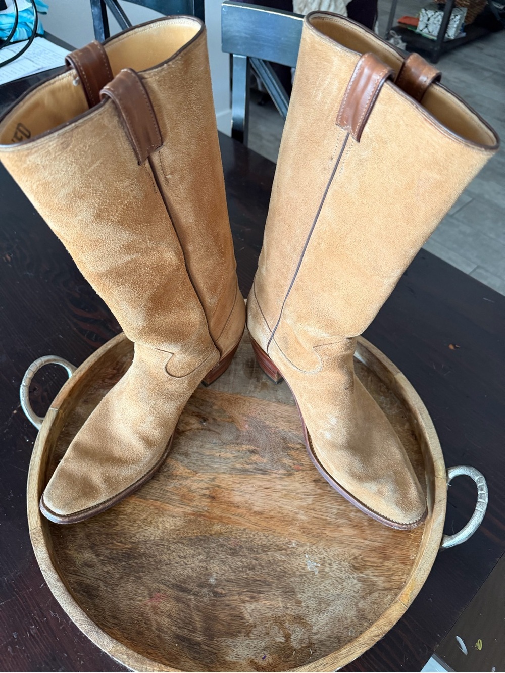 Justin Boots Tan Suede Pull-On Western Boots Men’s size 12
